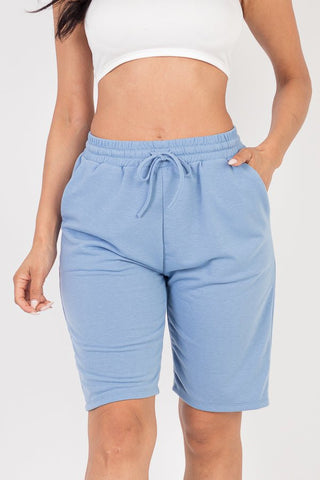 French Terry Stretch Bermuda Shorts | High-Rise