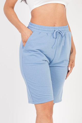 French Terry Stretch Bermuda Shorts | High-Rise