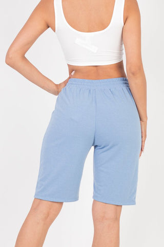 French Terry Stretch Bermuda Shorts | High-Rise