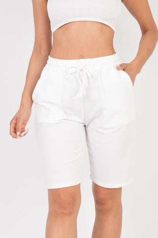 French Terry Stretch Bermuda Shorts | High-Rise