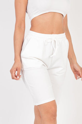 French Terry Stretch Bermuda Shorts | High-Rise