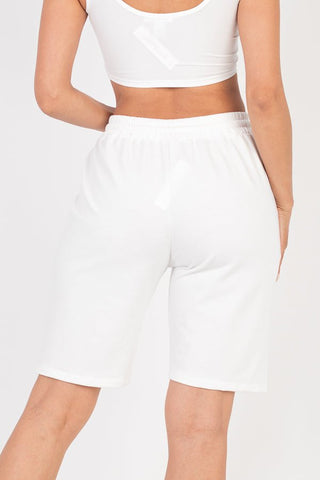 French Terry Stretch Bermuda Shorts | High-Rise