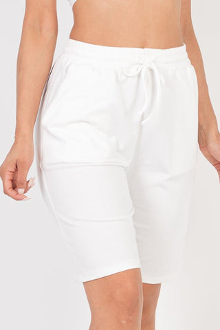 French Terry Stretch Bermuda Shorts | High-Rise