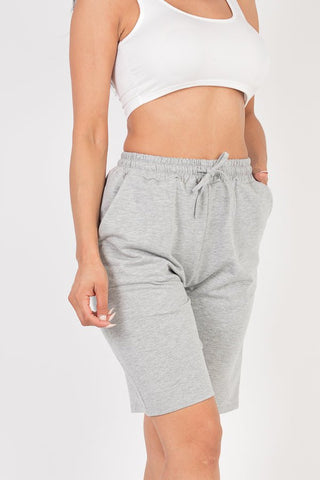 French Terry Stretch Bermuda Shorts | High-Rise