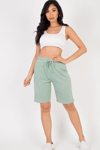 French Terry Stretch Bermuda Shorts | High-Rise