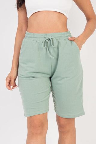 French Terry Stretch Bermuda Shorts | High-Rise