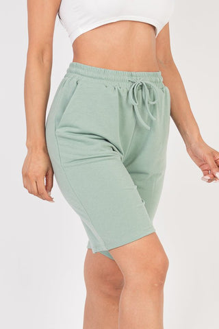 French Terry Stretch Bermuda Shorts | High-Rise