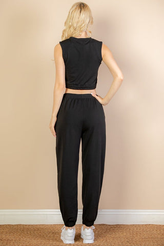French Terry Tank Top & Joggers Set | Elastic Waist