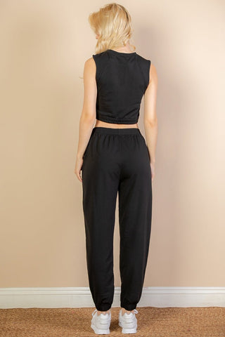 French Terry Tank Top & Joggers Set | Elastic Waist