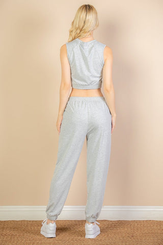 French Terry Tank Top & Joggers Set | Elastic Waist