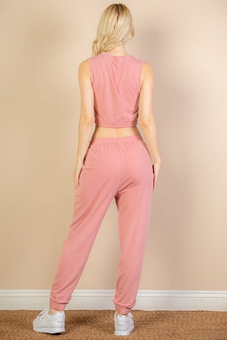 French Terry Tank Top & Joggers Set | Elastic Waist