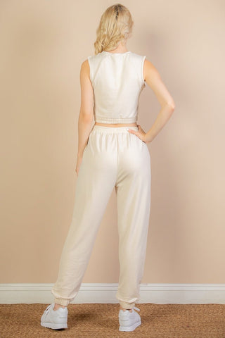French Terry Tank Top & Joggers Set | Elastic Waist