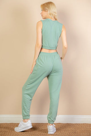 French Terry Tank Top & Joggers Set | Elastic Waist