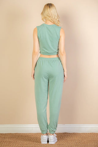 French Terry Tank Top & Joggers Set | Elastic Waist