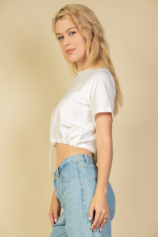 French Terry Toggle Drawstring Crop Top