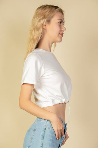 French Terry Toggle Drawstring Crop Top