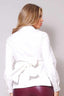 Front Back Tie Button Down Cropped Shirt-White