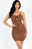 Front Tied Ruched Bodycon Dress