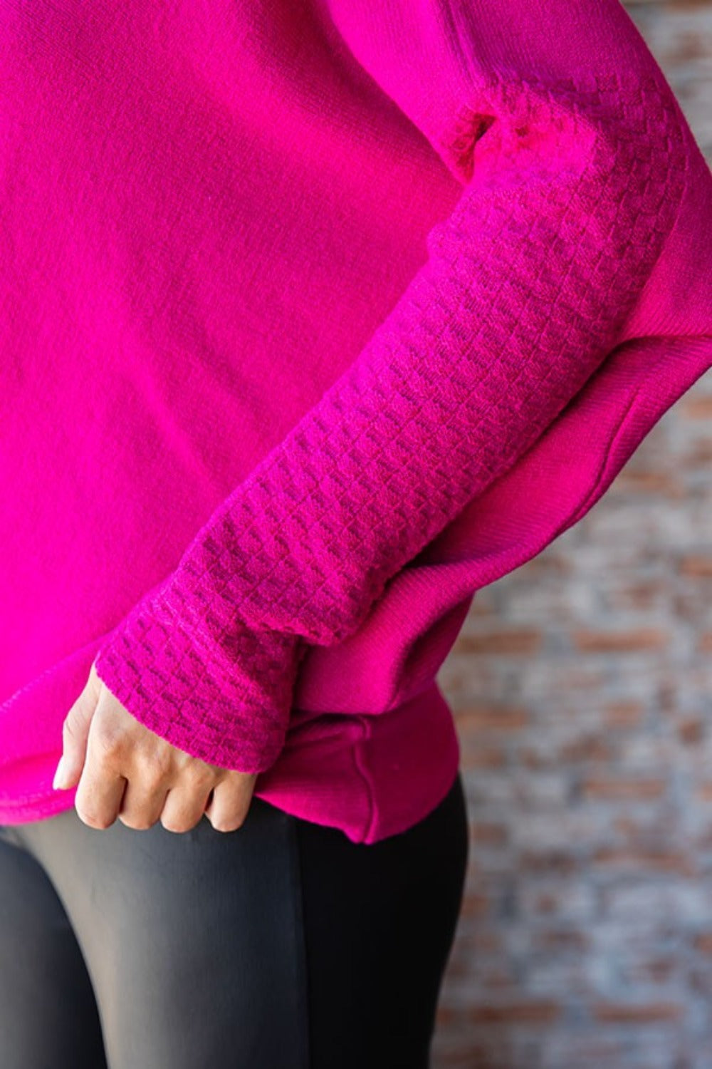 Fuchsia Asymmetrical Hem Dolman Sleeve Sweater | Chic Style