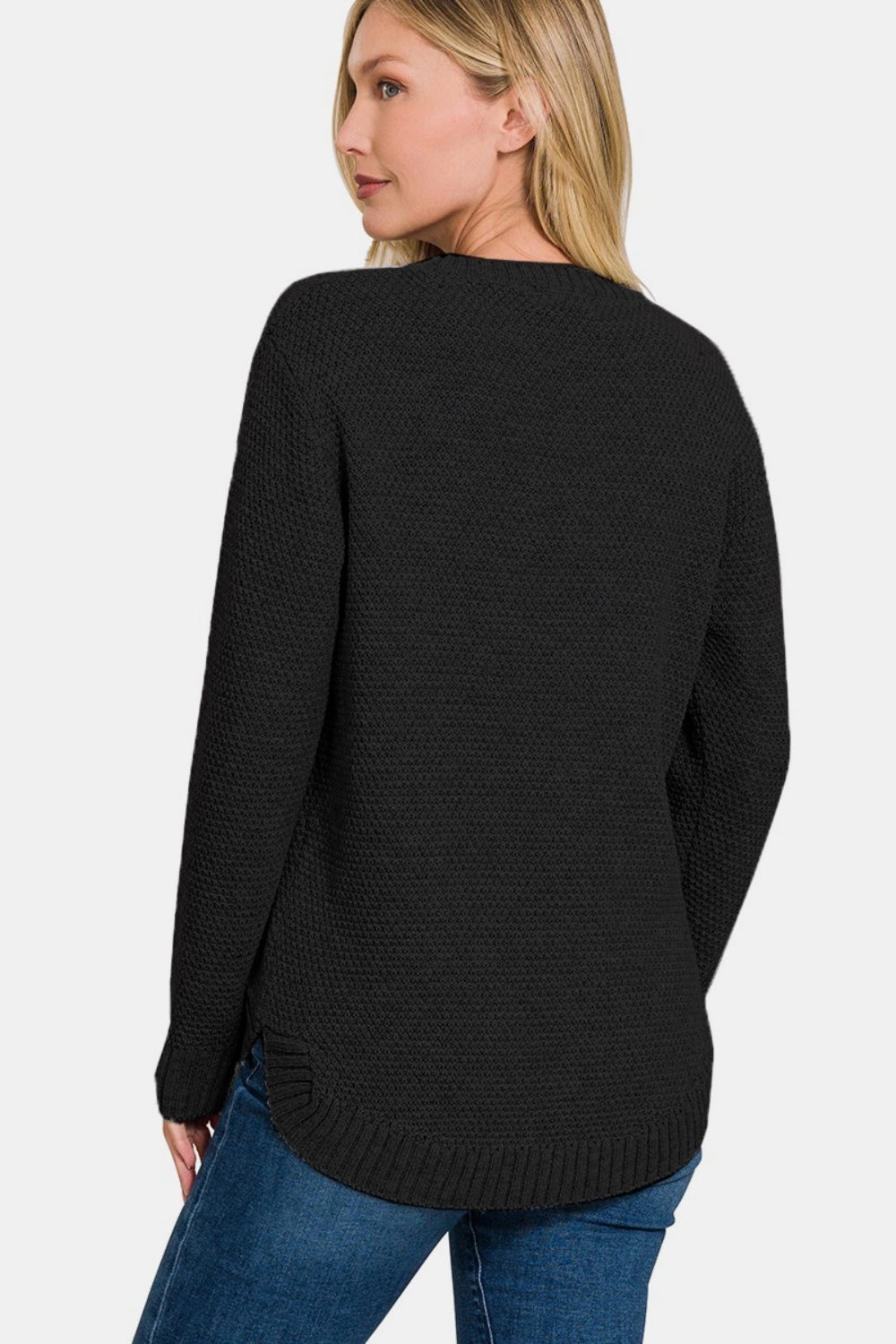 Full Size Round Neck Long Sleeve Sweater