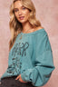 Garment Dyed French Terry Graphic Sweatshirt-Jade