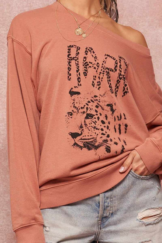 Garment Dyed French Terry Graphic Sweatshirt-Rose