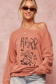 Garment Dyed French Terry Graphic Sweatshirt-Rose