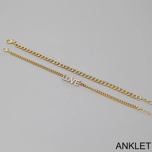 Gold LOVE Anklet Set - Trendy Women's Fashion Jewelry