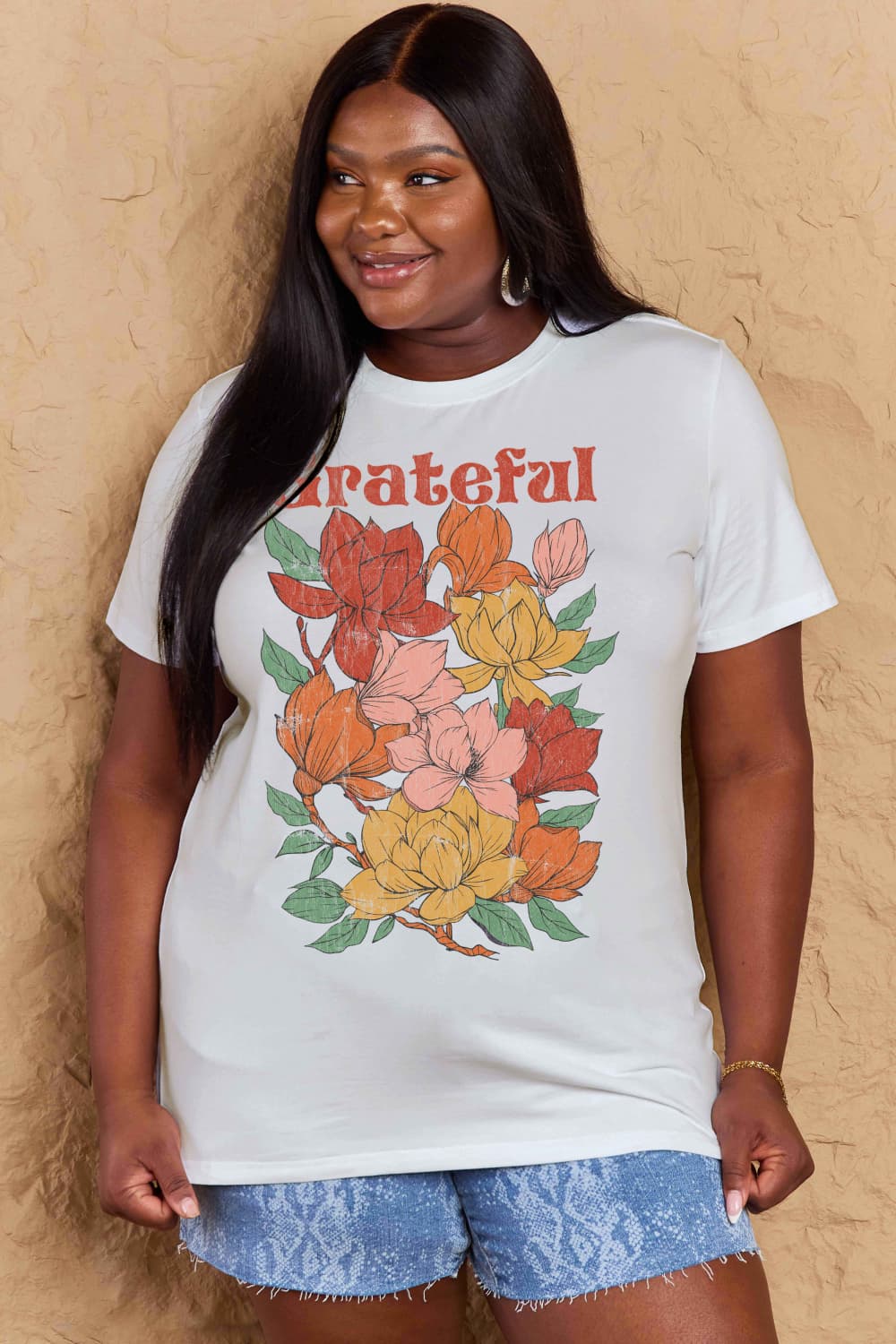 GRATEFUL Flower Graphic Cotton T-Shirt