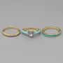 Heart Enamel Ring Set-White