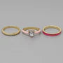 Heart Enamel Ring Set-White