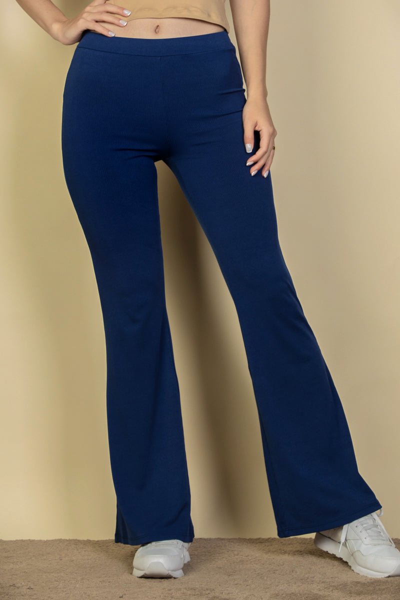 High Waisted Flare Pants | Stretch Rib Knit | Lounge & Activewear