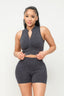 Jasmine Washed Seamless Zipper Top And Shorts Set
