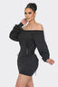 Just Vibe Off Shoulder Black Mini Dress