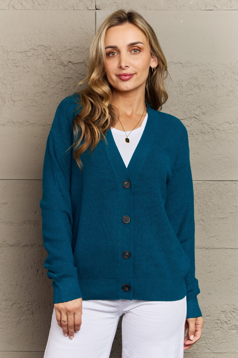 Kiss Me Tonight Full Size Cardigan in Teal