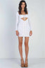 Knit Cut-out Bustier Top Lace Down Detail Mini Dress-White