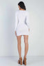 Knit Cut-out Bustier Top Lace Down Detail Mini Dress-White