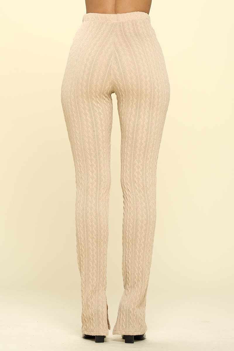 Knit High Rise Leggings-Oatmeal