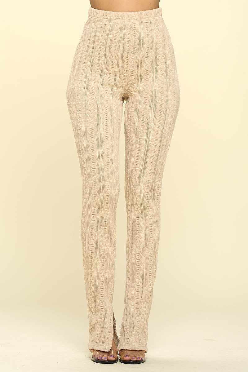 Knit High Rise Leggings-Oatmeal