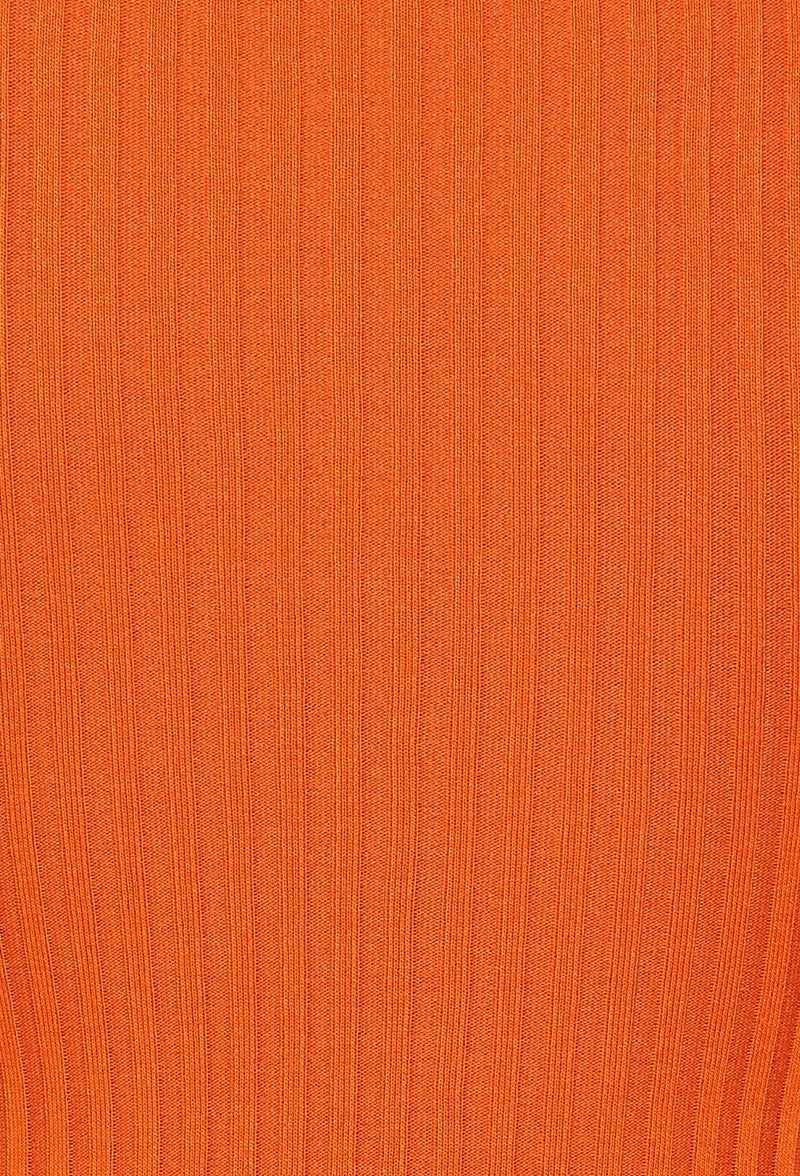 Knit Mock Neck Round Dress-Orange