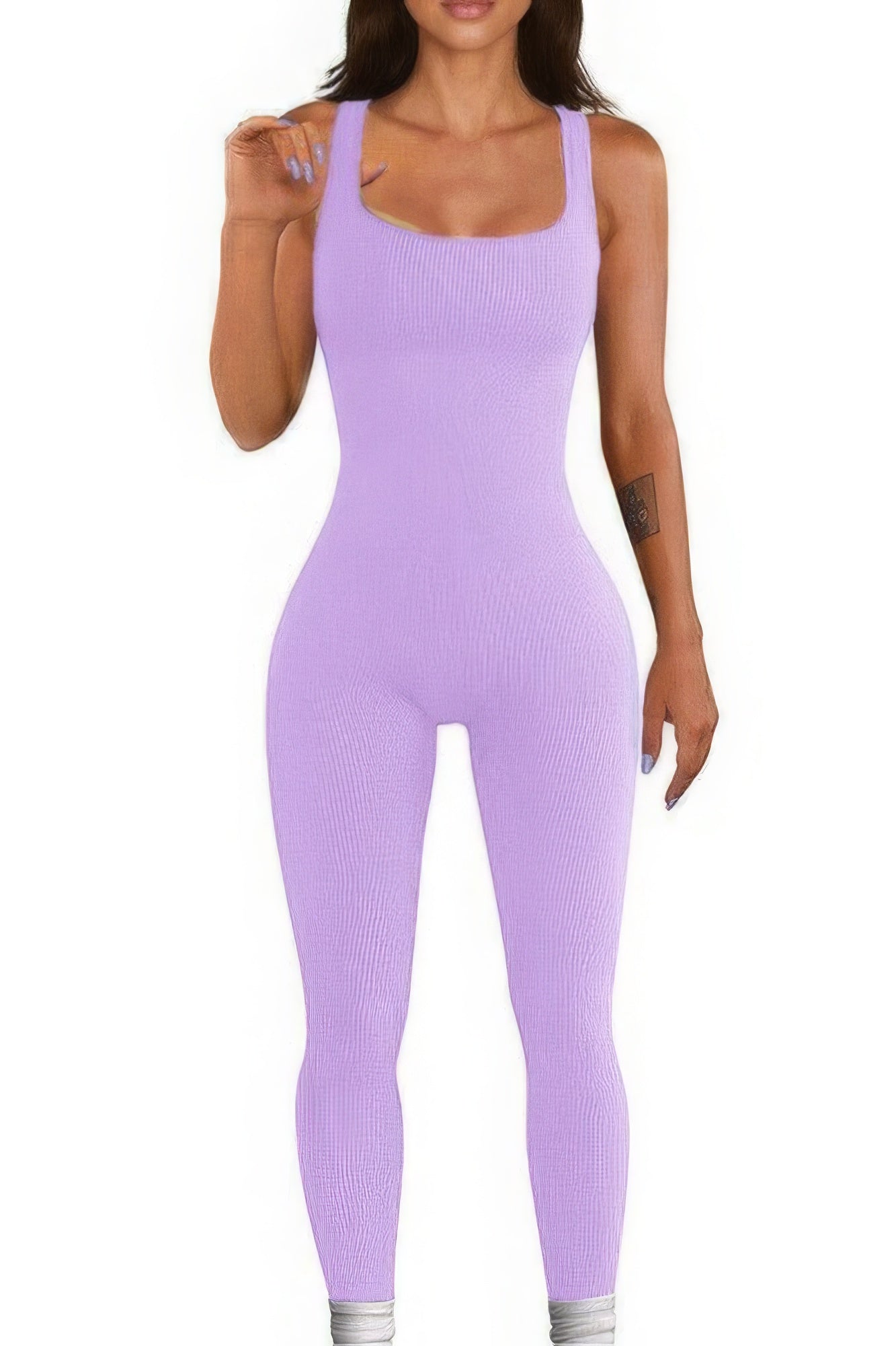 Lavender Seamless Ribbed Tank Jumpsuit