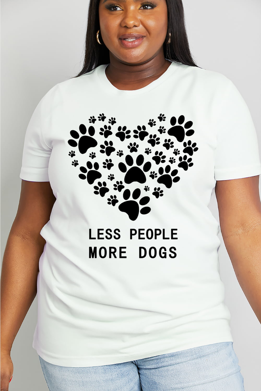 LESS PEOPLE MORE DOGS Heart Graphic Cotton Tee