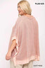 Light Knit And Woven Mixed Boxy Top With Poncho Sleeve-Dusty Rose