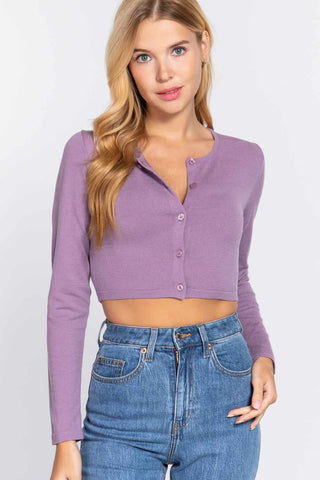 Long Slv Round Neck Viscose Sweater-Lavender