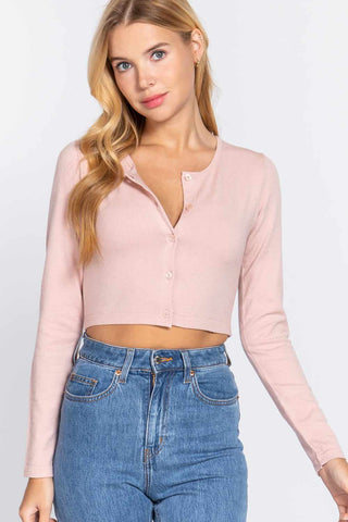 Long Slv Round Neck Viscose Sweater-Blush