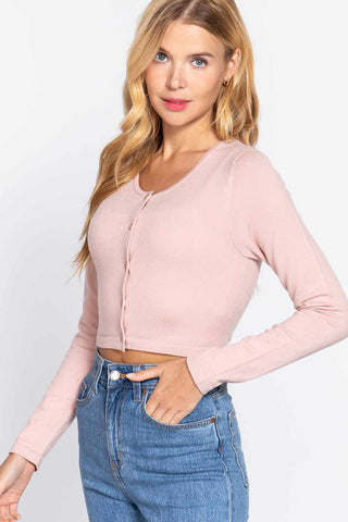 Long Slv Round Neck Viscose Sweater-Blush