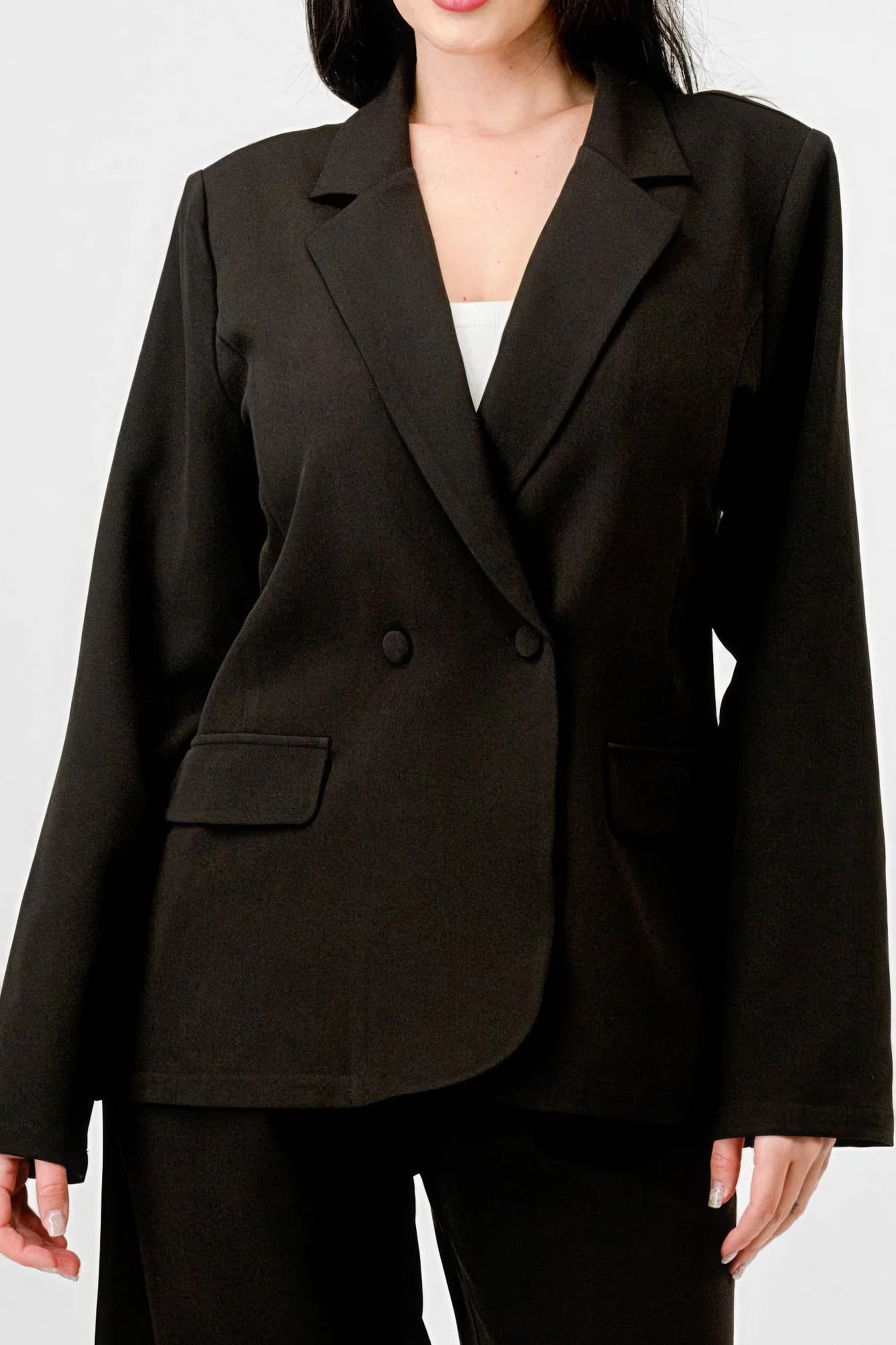 Luxe Women's Loose Fit Blazer & Wide Leg Pants Set - Premium Luxe Women's Loose Fit Blazer & Wide Leg Pants Set - Premium