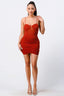 Luxe Glitter Front Mesh Ribbed Cami Mini Dress-Cinnamon