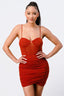 Luxe Glitter Front Mesh Ribbed Cami Mini Dress-Cinnamon