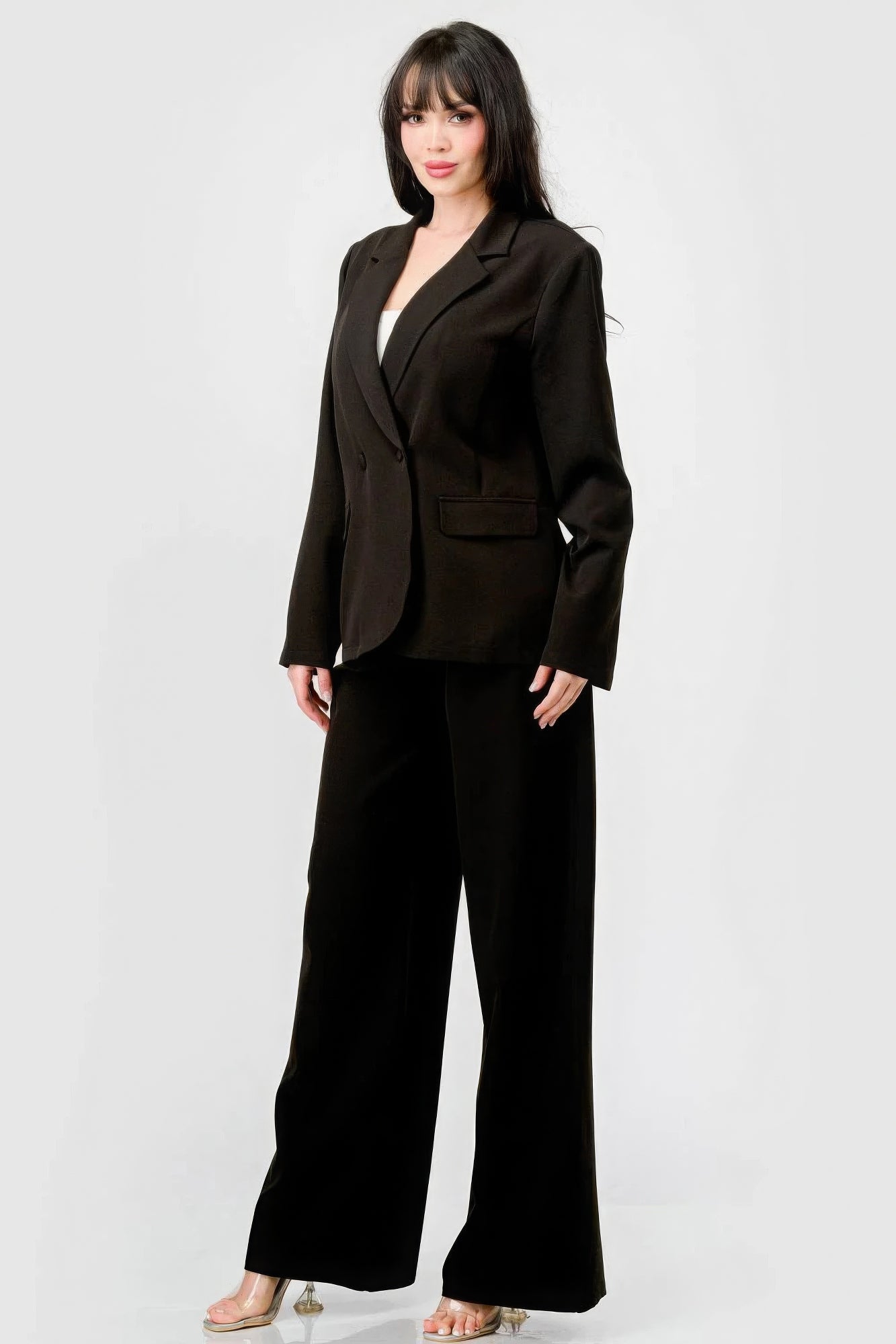 Luxe Women's Loose Fit Blazer & Wide Leg Pants Set - Premium Fashion